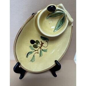 La Maison de Catherine Provence France Olive & Pit Yellow Ceramic Serving Bowl